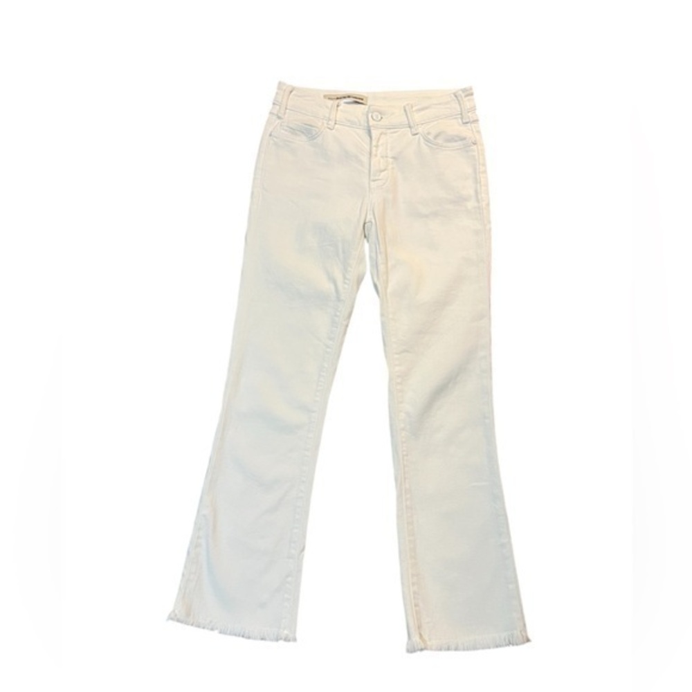 Pilcro and the Letterpress Straight Leg Cropped White Jeans